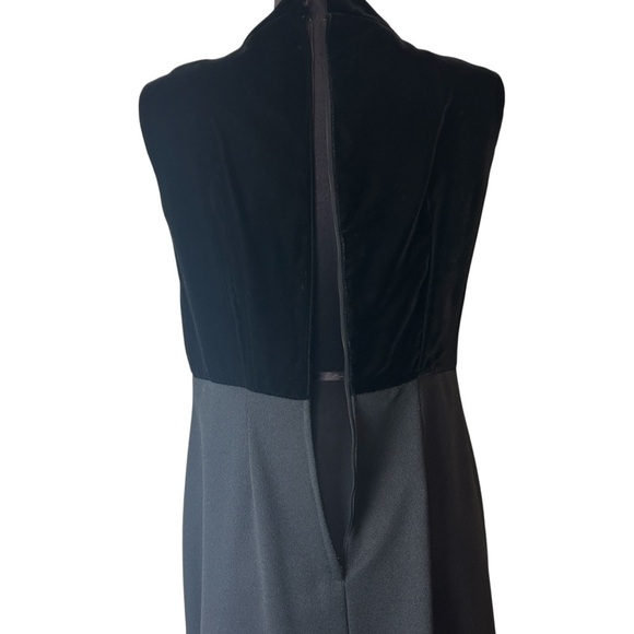 Black Vintage Union Long Full Length Floral Flower Dress Embroidery Velvet 60s - Picture 8 of 16